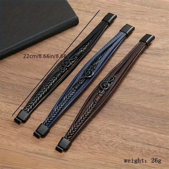 1pc Minimalist Multi-layer Magnetic Buckle Faux Leather Music Note Bracelet - Picture 2 of 2